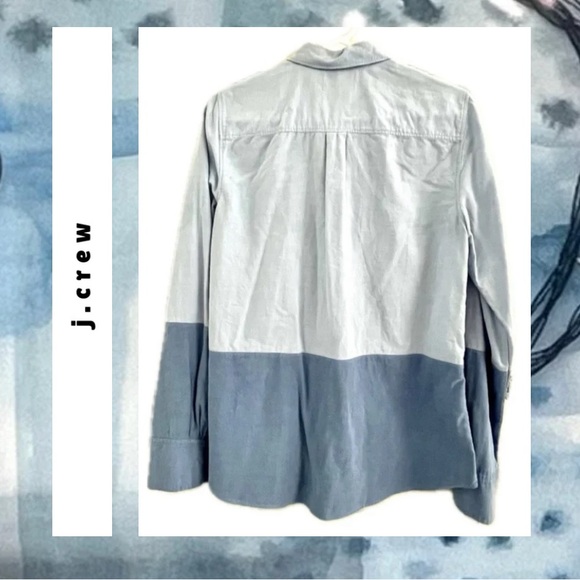 J. Crew โข light & dark blue colorblock button down collar long sleeve shirt - Picture 2 of 14